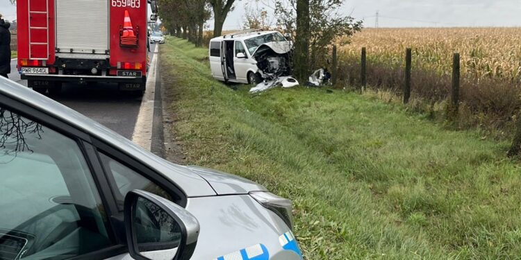 Wypadek busa z dziećmi pod Wrześnią – dwie siedmiolatki trafiły do szpitala