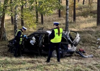 Tragiczny poranek na krajówce! 21-latek po pijanemu rozbił auto. Pasażer w szpitalu, kierowca w areszcie