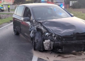 Wypadek dwóch samochodów na drodze wojewódzkiej nr 241 w Rogoźnie