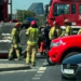 Wypadek samochodowy na ul. Krzywoustego przy CH Posnania w Poznaniu