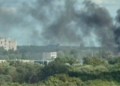 Kłęby dymu nad Poznaniem związane z pożarem na Starołęce