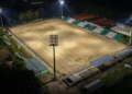 Modernizacja głównego boiska „Ogródek” przy Drodze Dębińskiej w Poznaniu – trwają prace przy murawie i infrastrukturze stadionu.