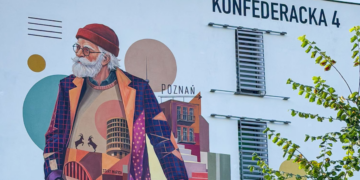 Nowy mural ze Starym Marychem na ścianie budynku przy ulicy Konfederackiej na poznańskim Grunwaldzie, wykonany w ramach Festiwalu Murali 2026.