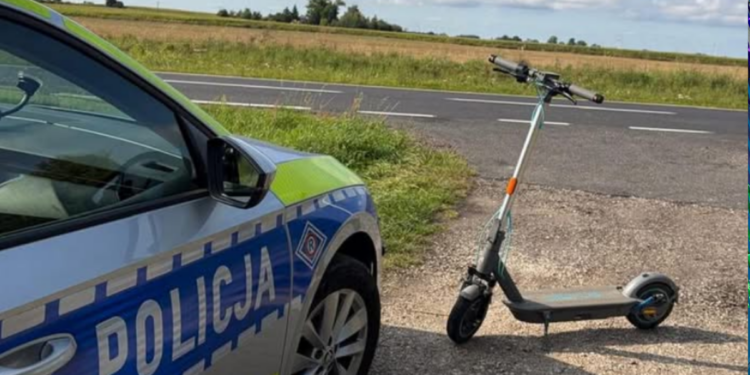 Nastolatek na hulajnodze elektrycznej – interwencja policji na drodze wojewódzkiej