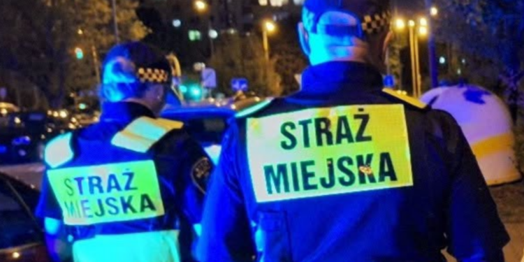 Straż miejska w Poznaniu podczas interwencji.